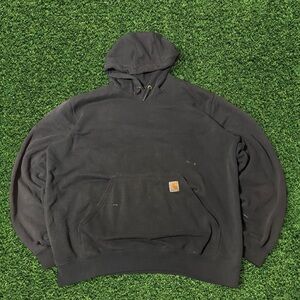 Carhartt Hoodie Large Navy Blue Distressed Workwear Faded Original Fit